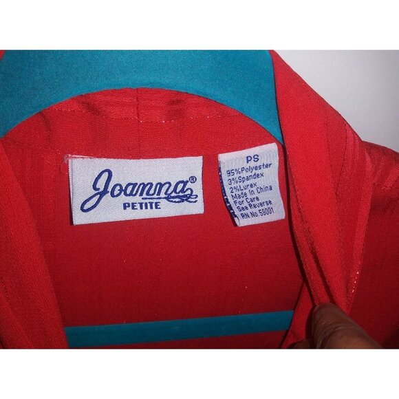 Vintage Secretary Blouse RED large Bow size PS Collar striped button up relaxed - Picture 4 of 9